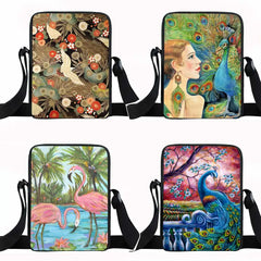 Bird Crane Peacock Messenger Bag Women Crossbody Handbag