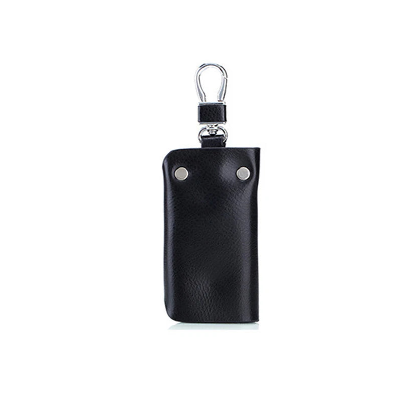 Unisex PU Leather Large Capacity Key Bag Small Box Buckle Solid Key Wallets