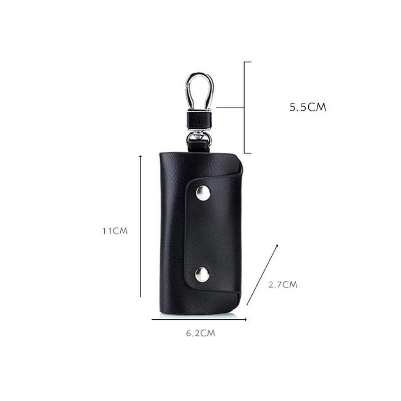Unisex PU Leather Large Capacity Key Bag Small Box Buckle Solid Key Wallets