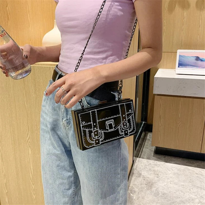 Acrylic Box Clutch Bag Women Evening Party Bag Crossbody Purse