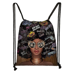 African Woman Drawstring Bags Women Casual Backpack Girl Shoulder Bags