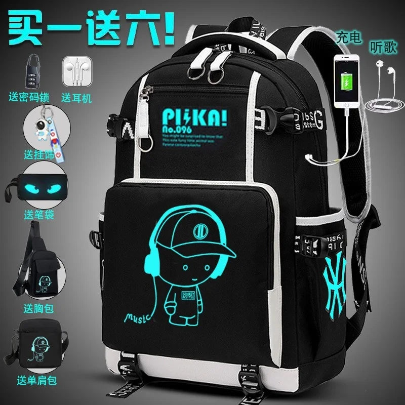 Anti-Theft Woman Backpack Laptop Charge Computer Backpacks Butterfly Ribbon