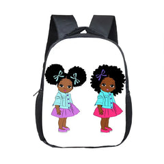 Art Girls Crown Backpack Children School Bags Cartoon Afro Girls School Book Bag