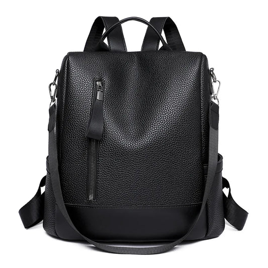 Women Zipper Ladies Backpack PU Leather School Bags Crossbody Shoulder