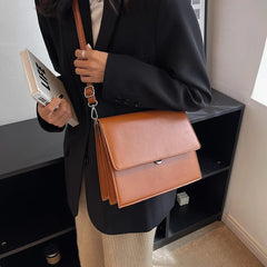 Brown Coffee Crossbody Bag Retro PU Leather Shoulder Bag Women Handbag