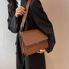 Brown Coffee Crossbody Bag Retro PU Leather Shoulder Bag Women Handbag