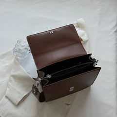 Brown Coffee Crossbody Bag Retro PU Leather Shoulder Bag Women Handbag