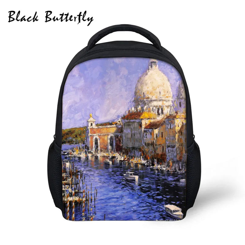 Butterfly Student Backpack Kids School Bags Colosseum Pattern