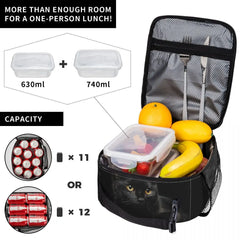 Cat Insulated Lunch Bags for Women Kitty Animal Lover Thermal Cooler