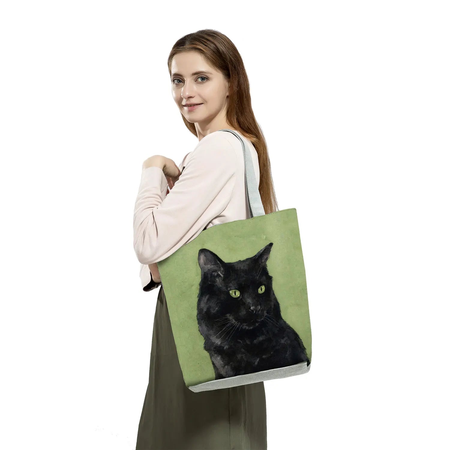 Cat Print Animal Art Painting Shopping Handbag Women Shoulder Bag