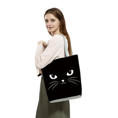 Cat Print Animal Art Painting Shopping Handbag Women Shoulder Bag