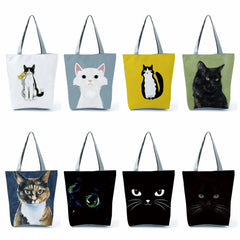 Cat Print Animal Art Painting Shopping Handbag Women Shoulder Bag