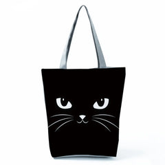 Cat Print Animal Art Painting Shopping Handbag Women Shoulder Bag