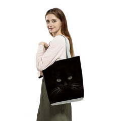 Cat Print Animal Shoulder Bag Eco Tote Shopper Boutique Reusable Pattern