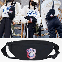 Cat Print Waist Bags Chain Fanny Pack Waist Belt Bag Unisex