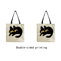 Cat Printed Women Shoulder Bag Animal Eco Friendly Shopping Handbags