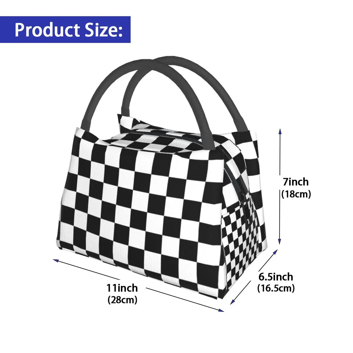 Checker Lunch Bag and Box Set, Water-resistant Tote Food Bags