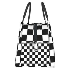 Checker Lunch Bag and Box Set, Water-resistant Tote Food Bags