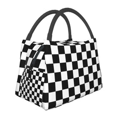 Checker Lunch Bag and Box Set, Water-resistant Tote Food Bags
