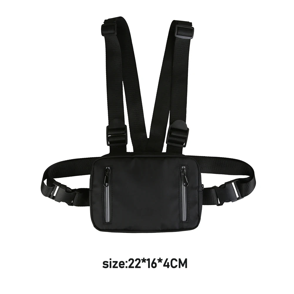 Streetwear Chest Bag Unisex Casual Vest Nylon Waist Pack 22x16x4cm