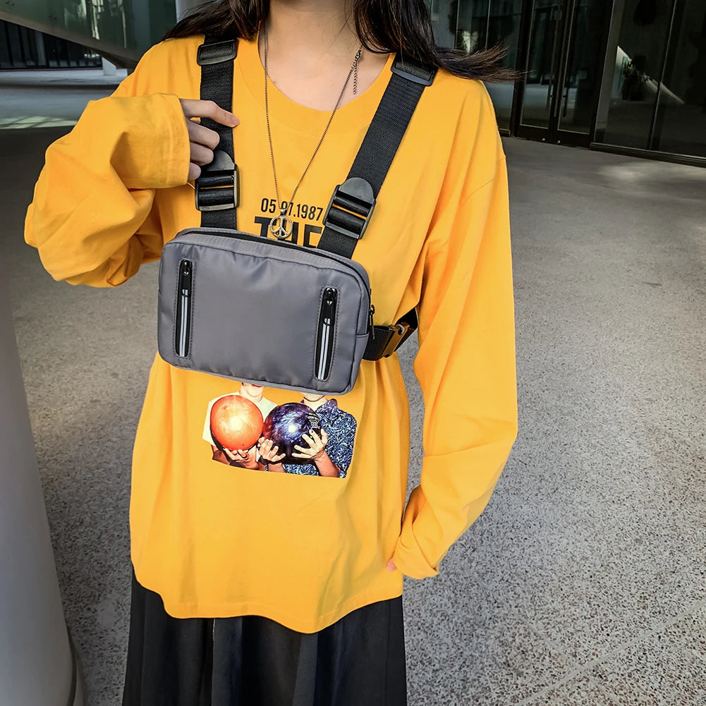 Streetwear Vest Chest Bag Unisex Waist Pack Nylon Outdoor Sport Travel Shopping