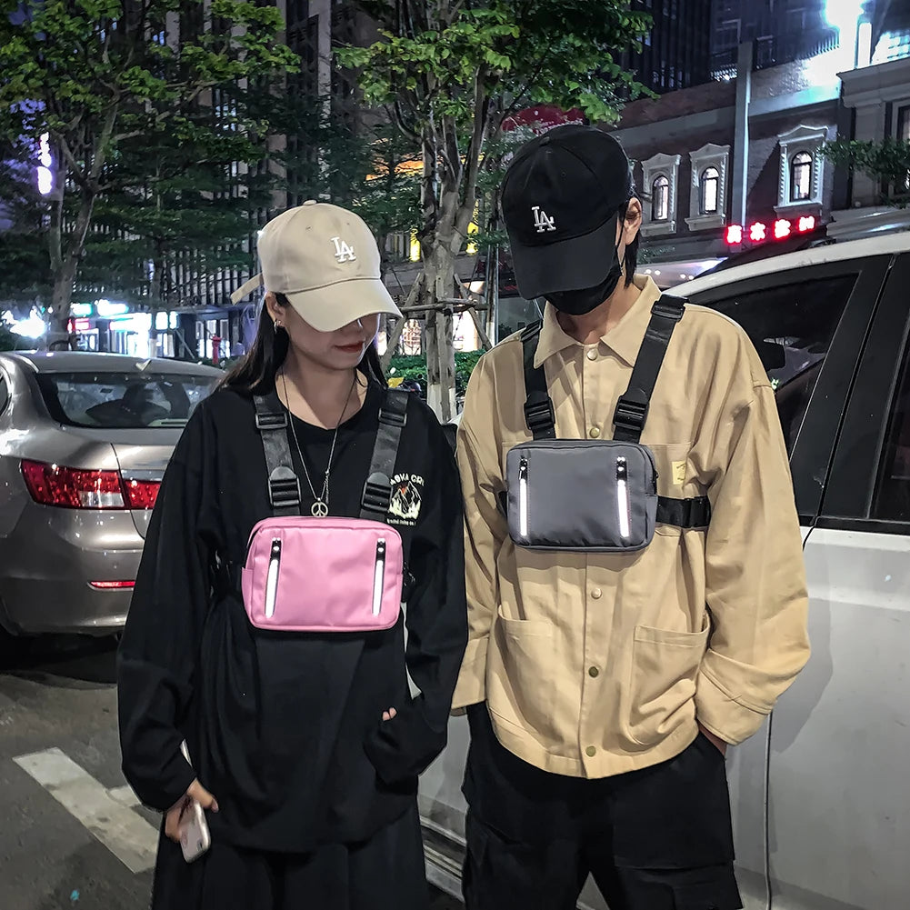 Streetwear Vest Chest Bag Unisex Waist Pack Nylon Outdoor Sport Travel Shopping