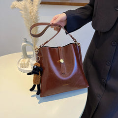 Coffee Vintage Women Bags Purses Casual Totes PU Leather Shoulder Handbags