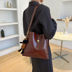 Coffee Vintage Women Bags Purses Casual Totes PU Leather Shoulder Handbags
