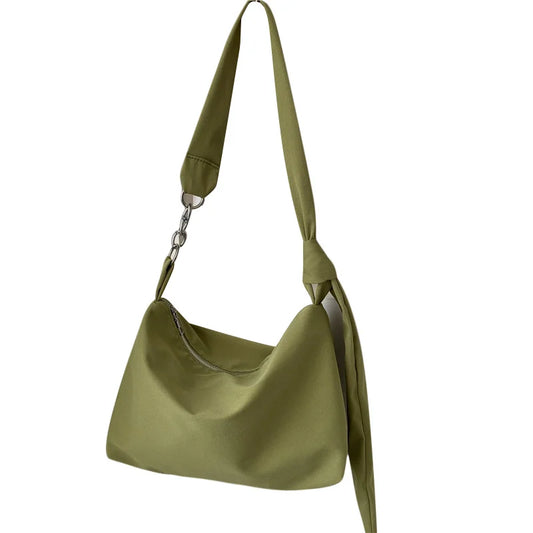 Nylon Crossbody Bag with Chain Strap for Women