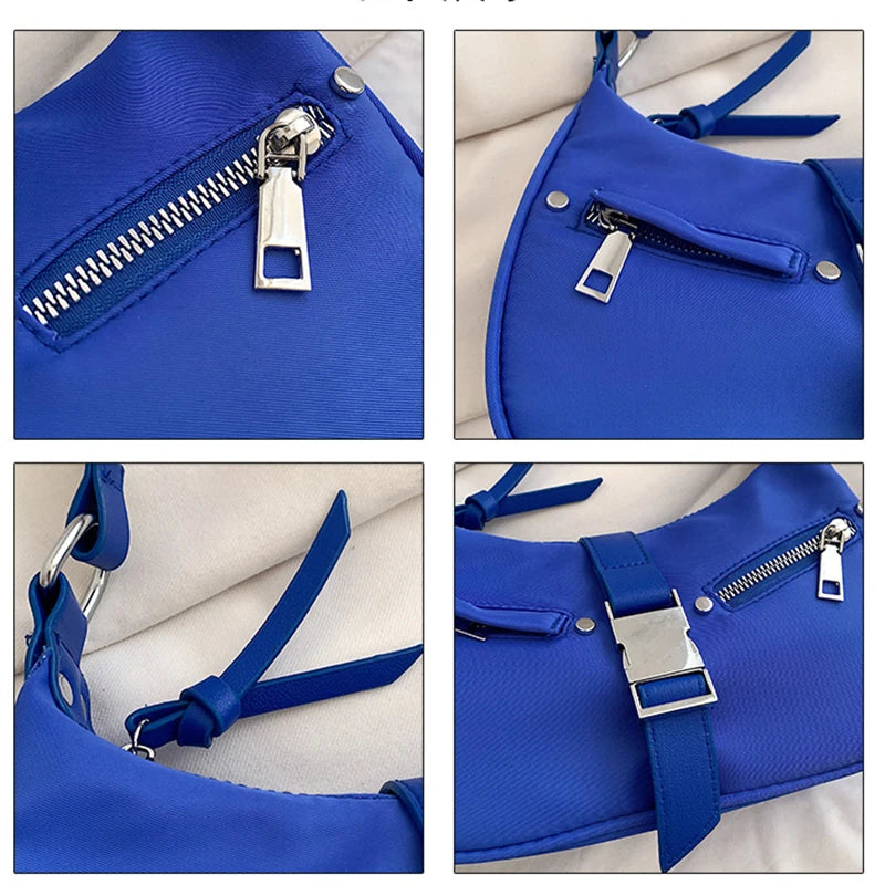 Crossbody Bags Women Harajuku Hobos Buckle Lock Handbag Casual Nylon Shoulder