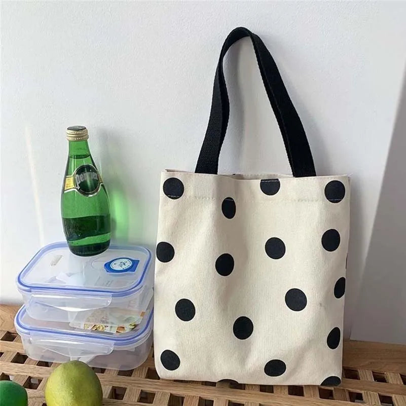 Dot Canvas Bag Women'S Bag For Shopping Small Cloth Pouch