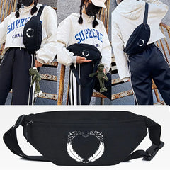 Feather Print Waist Bag Unisex Sport Chest Pouch Running Travel Phone Purse