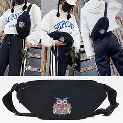 Feather Print Waist Bag Unisex Sport Chest Pouch Running Travel Phone Purse