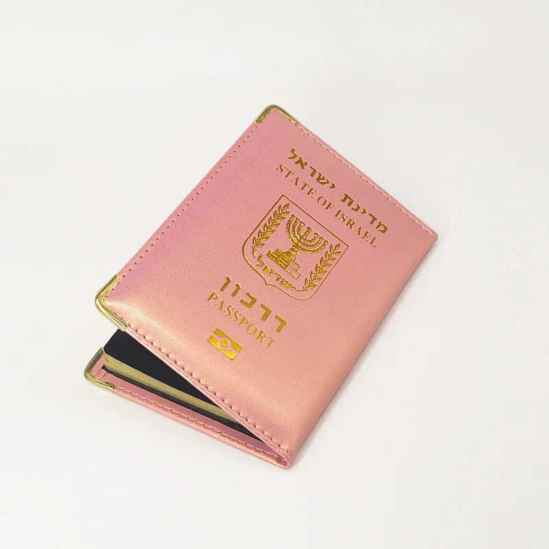 Passport Cover Women Pu Leather Israelis Passport Holder Travel Wallet Pink