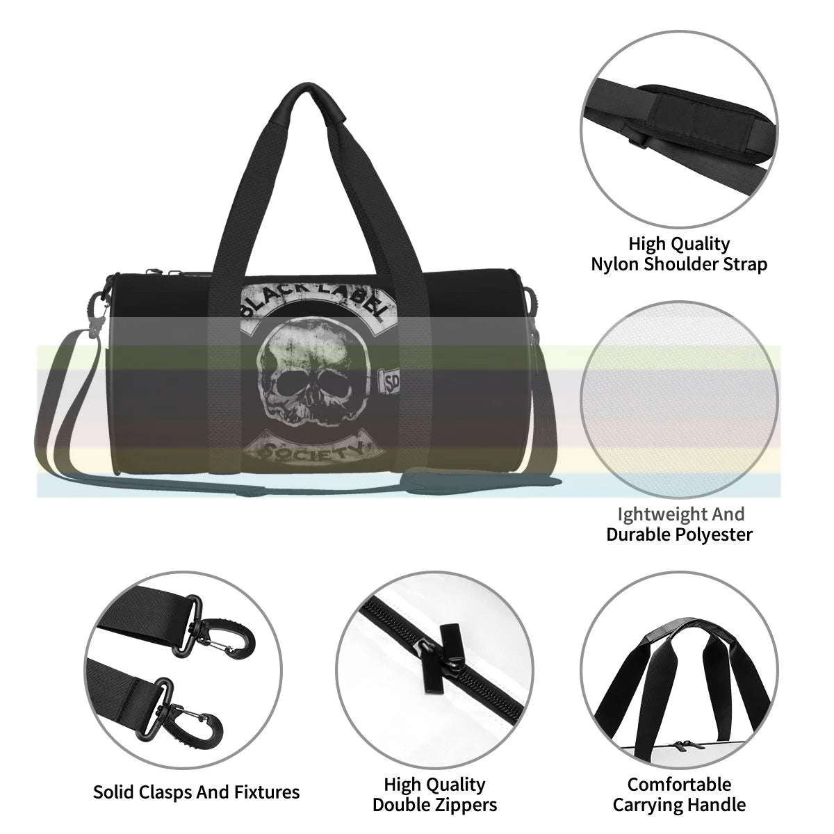 Nylon Travel Sports Shoulder Bag with Wet/Dry Separation, Outdoor Fitness