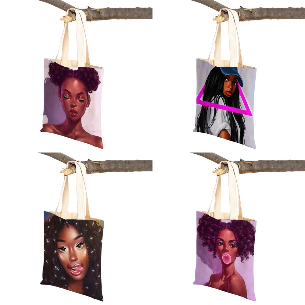 African Girl Cartoon Tote Bag for Women