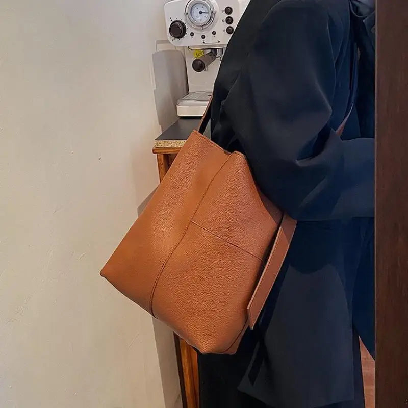 Large Capacity Women's Handbag Solid Totes Shopper Crossbody Bags