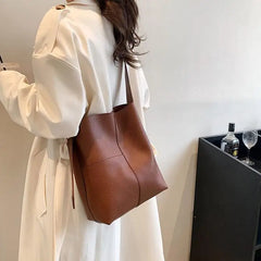 Large Capacity Women's Handbag Solid Totes Shopper Crossbody Bags