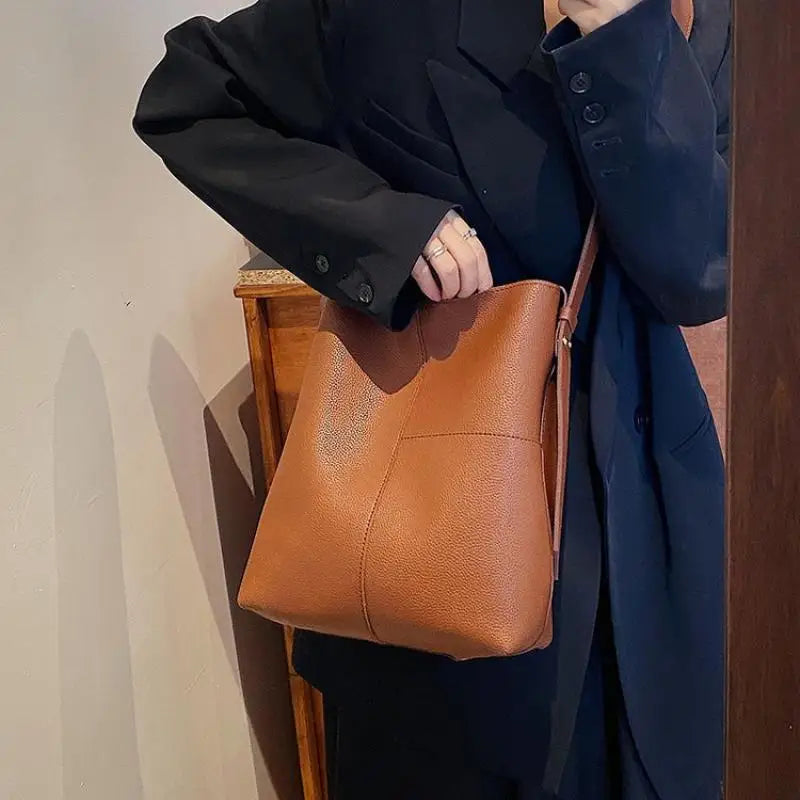 Large Capacity Women's Handbag Solid Totes Shopper Crossbody Bags