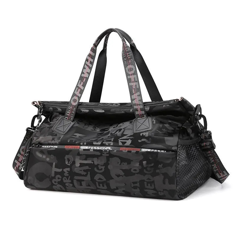 Large Capacity Tote Bag Graffiti Yoga Sports Bag with Shoes Outdoor Travel Handb