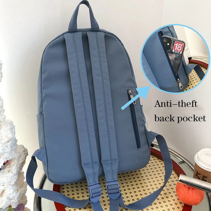 Nylon Backpacks for Teen Girls Cartoon High SchoolBag