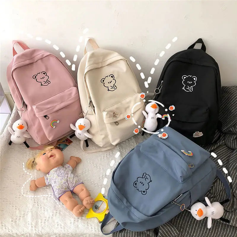 Nylon Backpacks for Teen Girls Cartoon High SchoolBag
