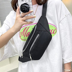 Nylon Waist Bag Zipper Chest Bag Unisex Waist Belt Bag
