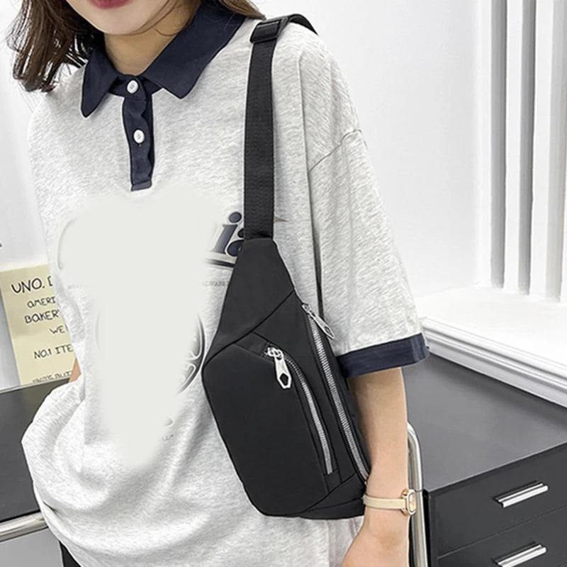 Nylon Waist Bag Zipper Chest Bag Unisex Waist Belt Bag