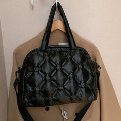 Nylon Women Totes Shoulder Bags Crossbody Bag Grid Pattern Ladies Handbags
