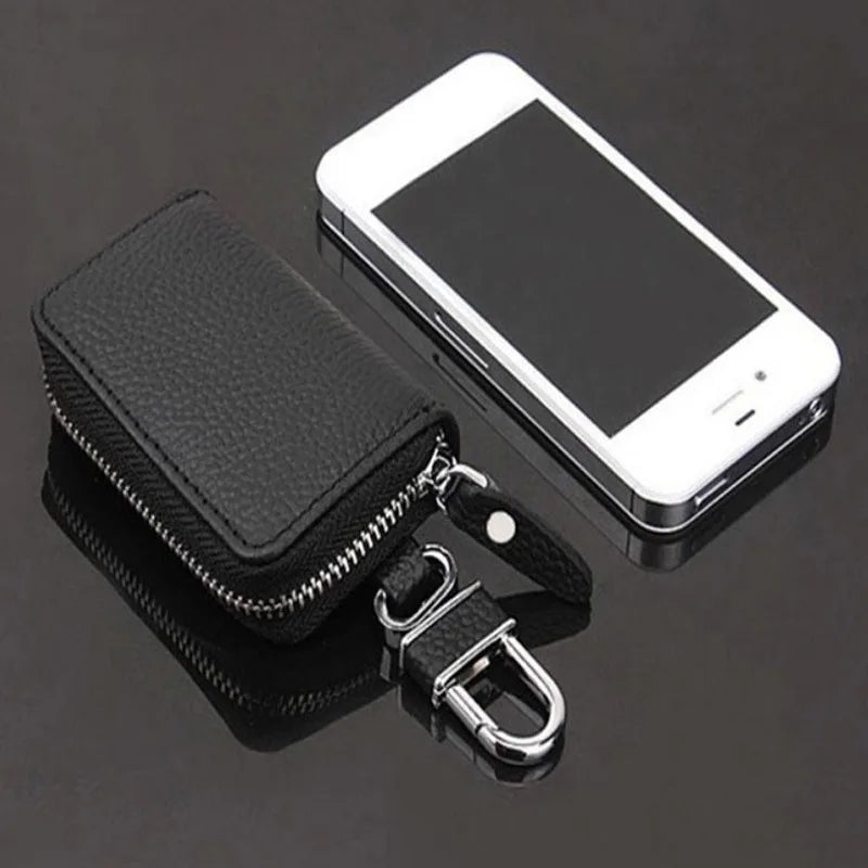 Car Key Fob Holder PU Leather Cover Pouch Keycase Keychain