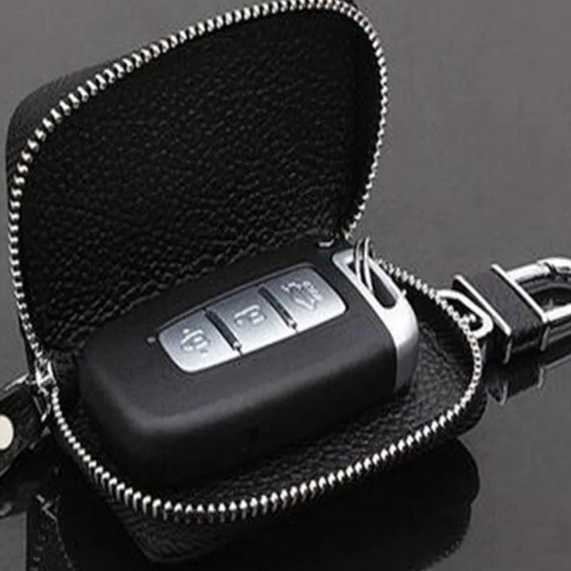 Car Key Fob Holder PU Leather Cover Pouch Keycase Keychain