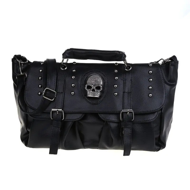 Steampunk Skull & Rivets Belt Buckle Rock Shoulder Bag