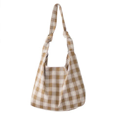 Plaid Women Shoulder Bag Soft Cloth Handbag Large Capacity Tote BG1438