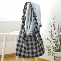 Plaid Women Shoulder Bag Soft Cloth Handbag Large Capacity Tote BG1438